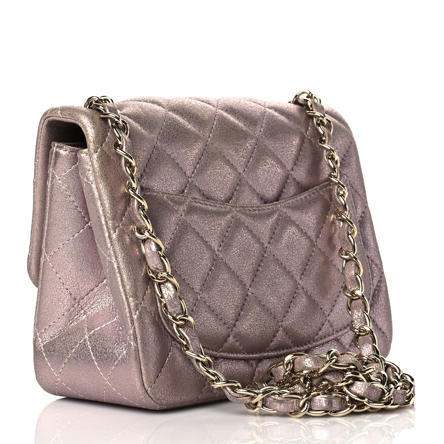 Chanel Iridescent Calfskin Quilted Mini Square Flap Light Pink 3 of 13