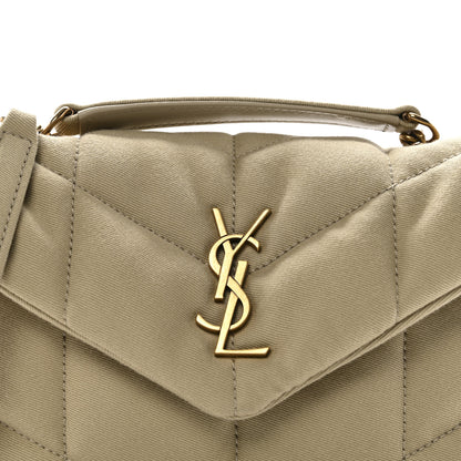 Saint Laurent Canvas Quilted Toy Loulou Puffer Monogram Chain Satchel Cool Beige 8 of 11