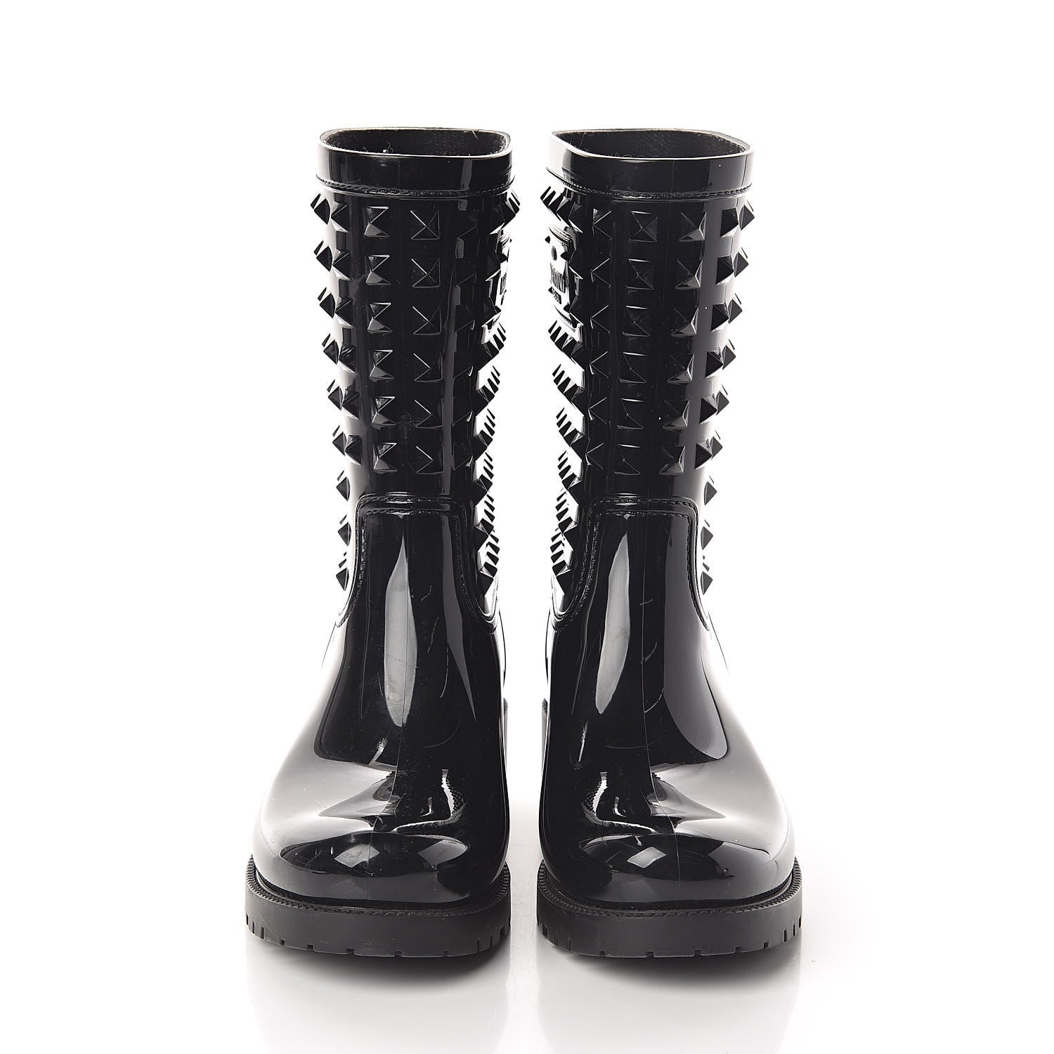 Valentino Garavani Rubber Rockstud Short Rainboots 38 Black 2 of 9