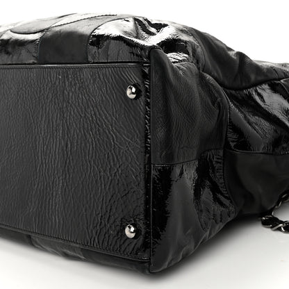 Chanel Lambskin Patent Calfskin Brooklyn Patchwork Hobo Black 10 of 11
