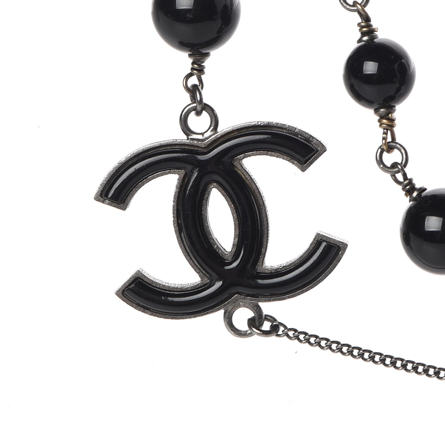 Ruthenium Bead Crystal Necklace Black