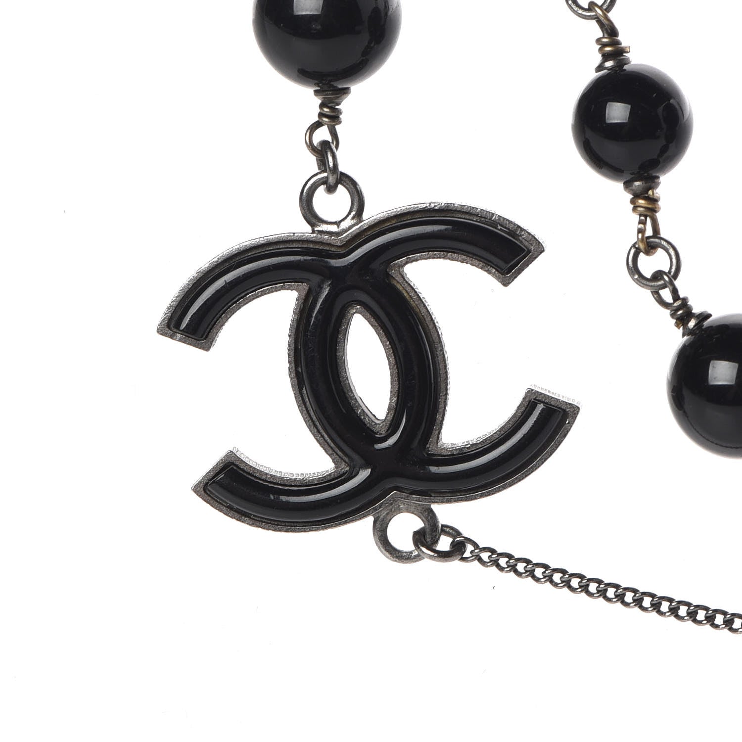 Chanel Ruthenium Bead Crystal Necklace Black 5 of 6