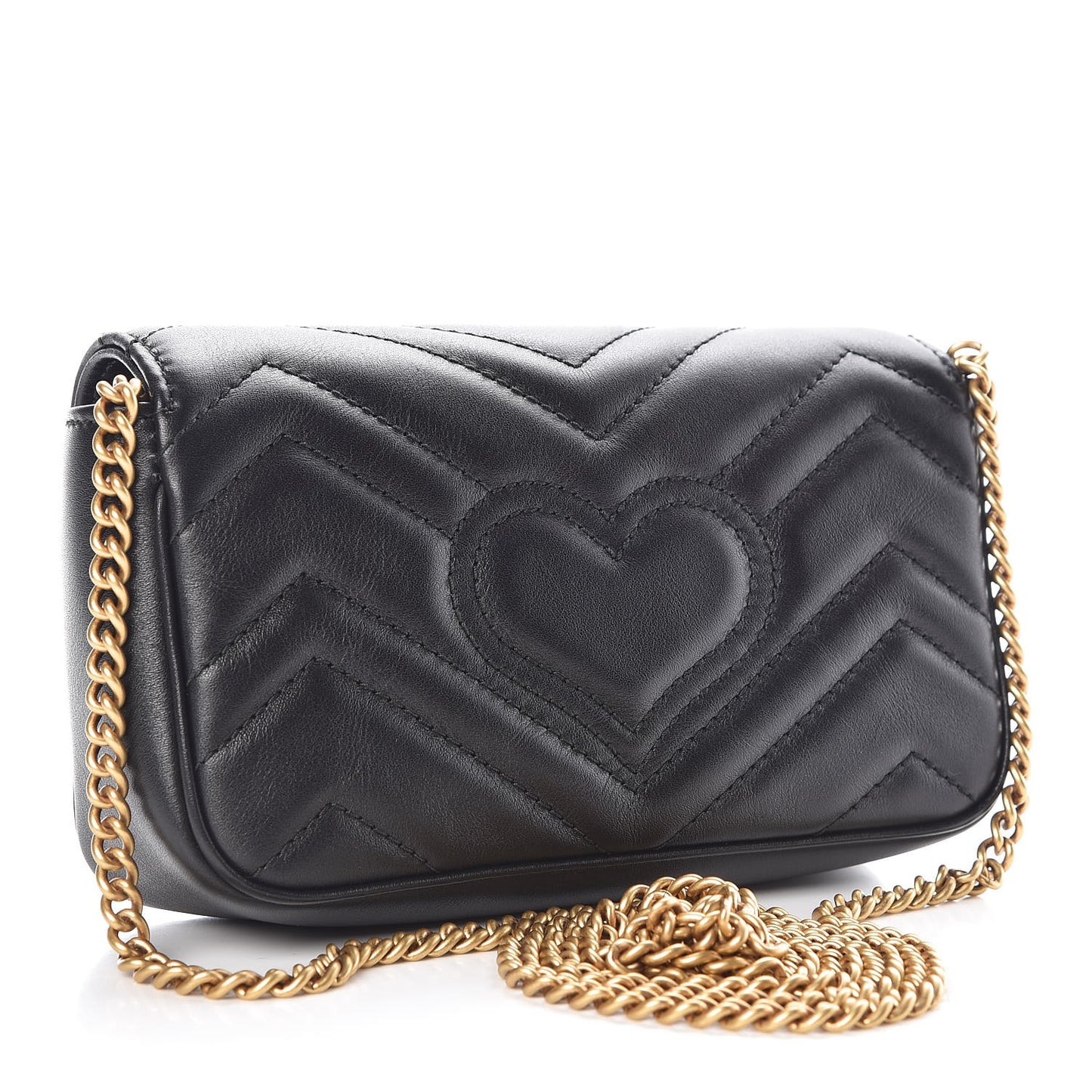 Calfskin Matelasse Super Mini GG Marmont Shoulder Bag Black