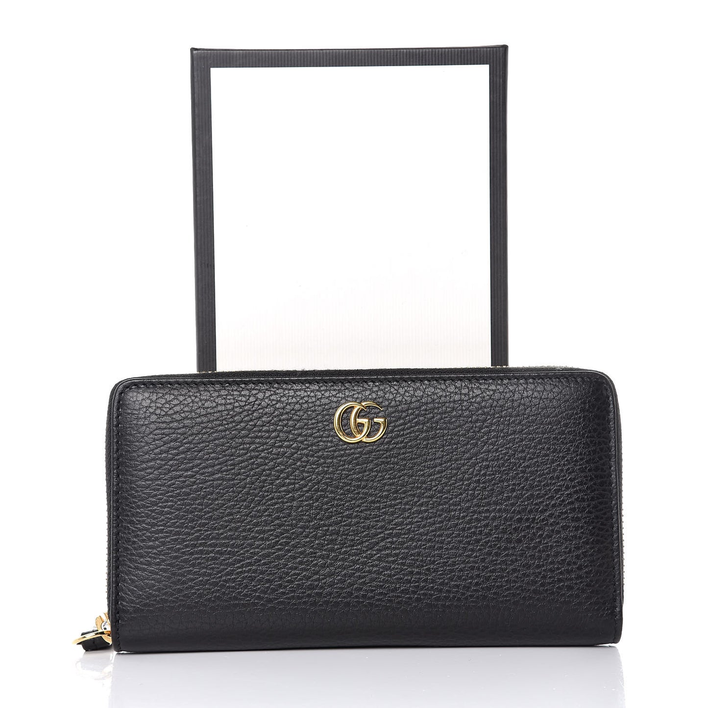 Dollar Calfskin GG Marmont Zip Around Wallet Black
