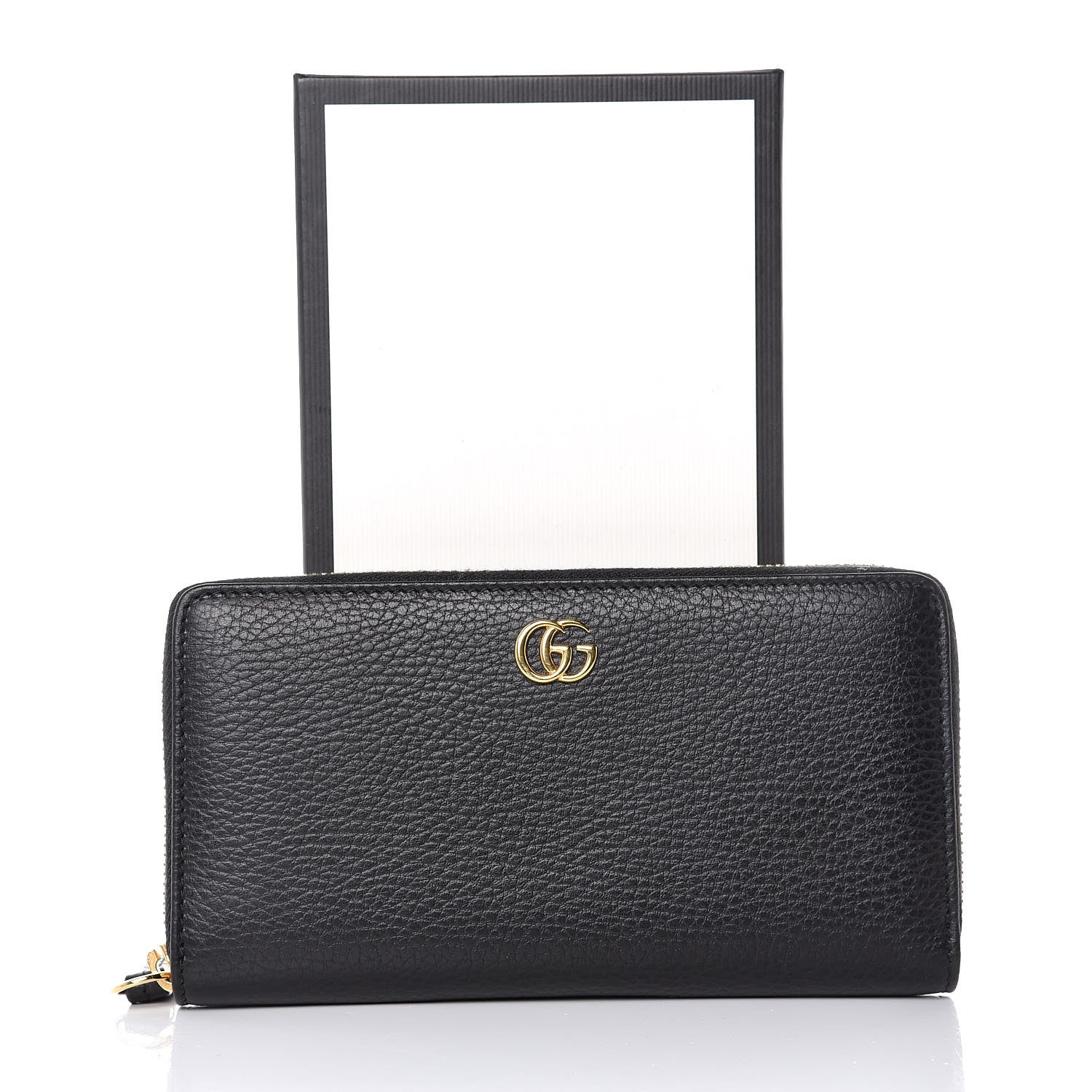 Gucci Dollar Calfskin GG Marmont Zip Around Wallet Black 8 of 8