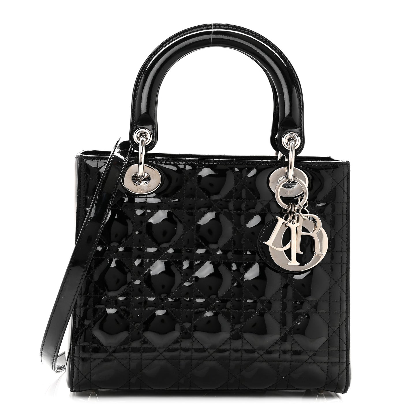 Patent Cannage Medium Lady Dior Black
