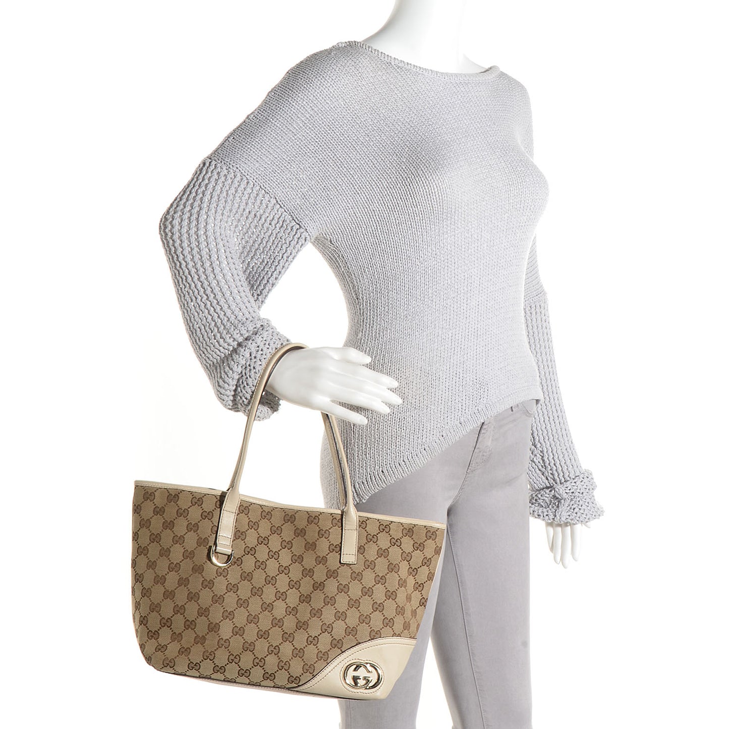Monogram Medium New Britt Tote Off White