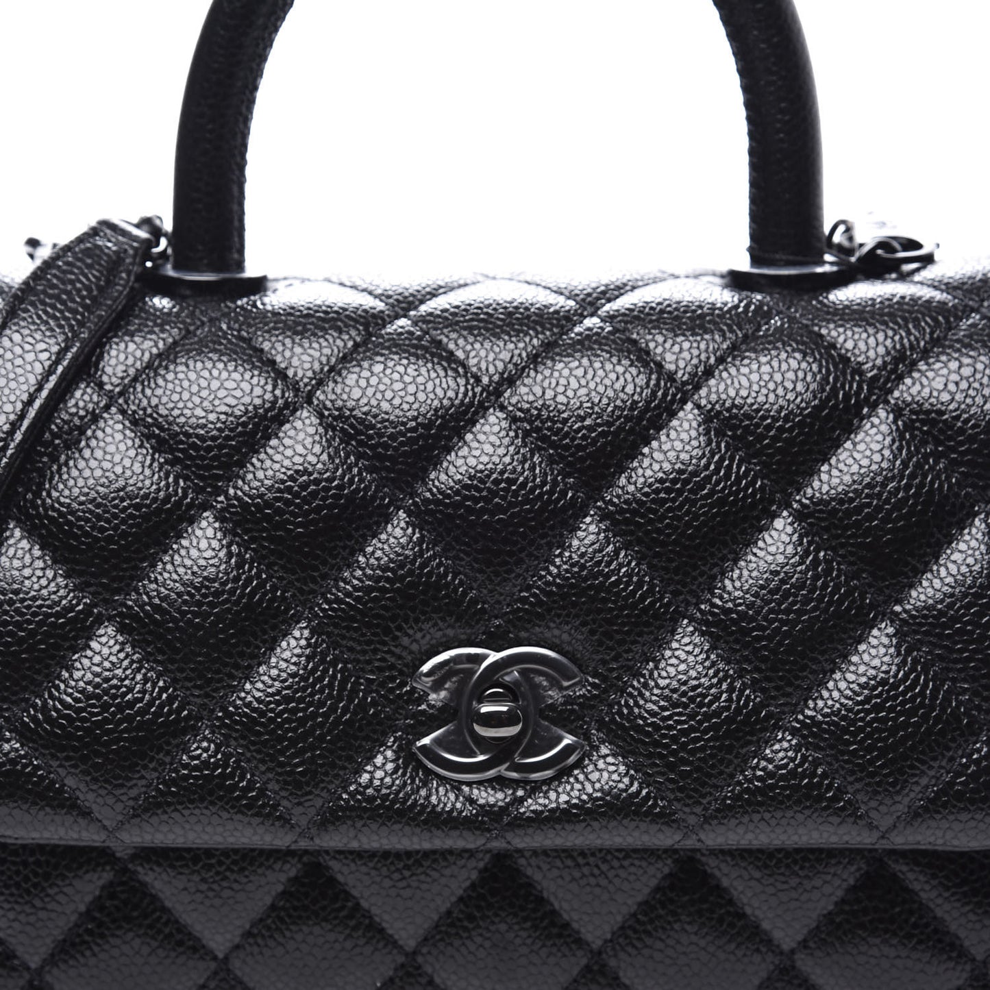 Caviar Quilted Mini Coco Handle Flap So Black
