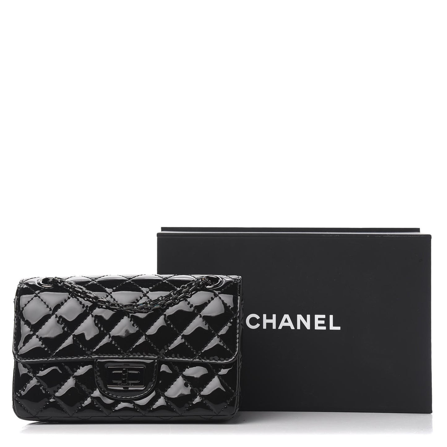 Patent Calfskin Quilted 2.55 Reissue Mini Flap So Black
