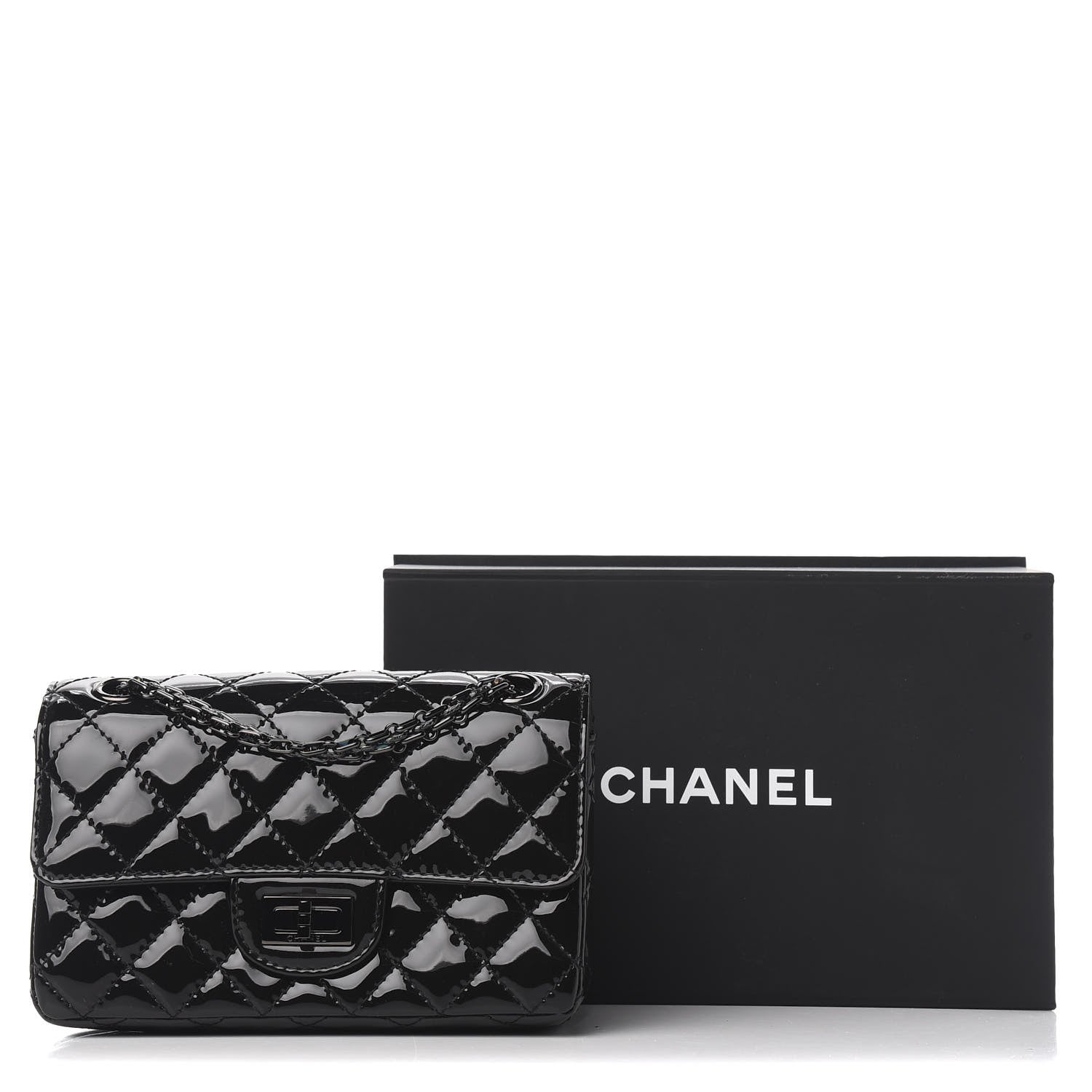 Chanel Patent Calfskin Quilted 2.55 Reissue Mini Flap So Black 11 of 11