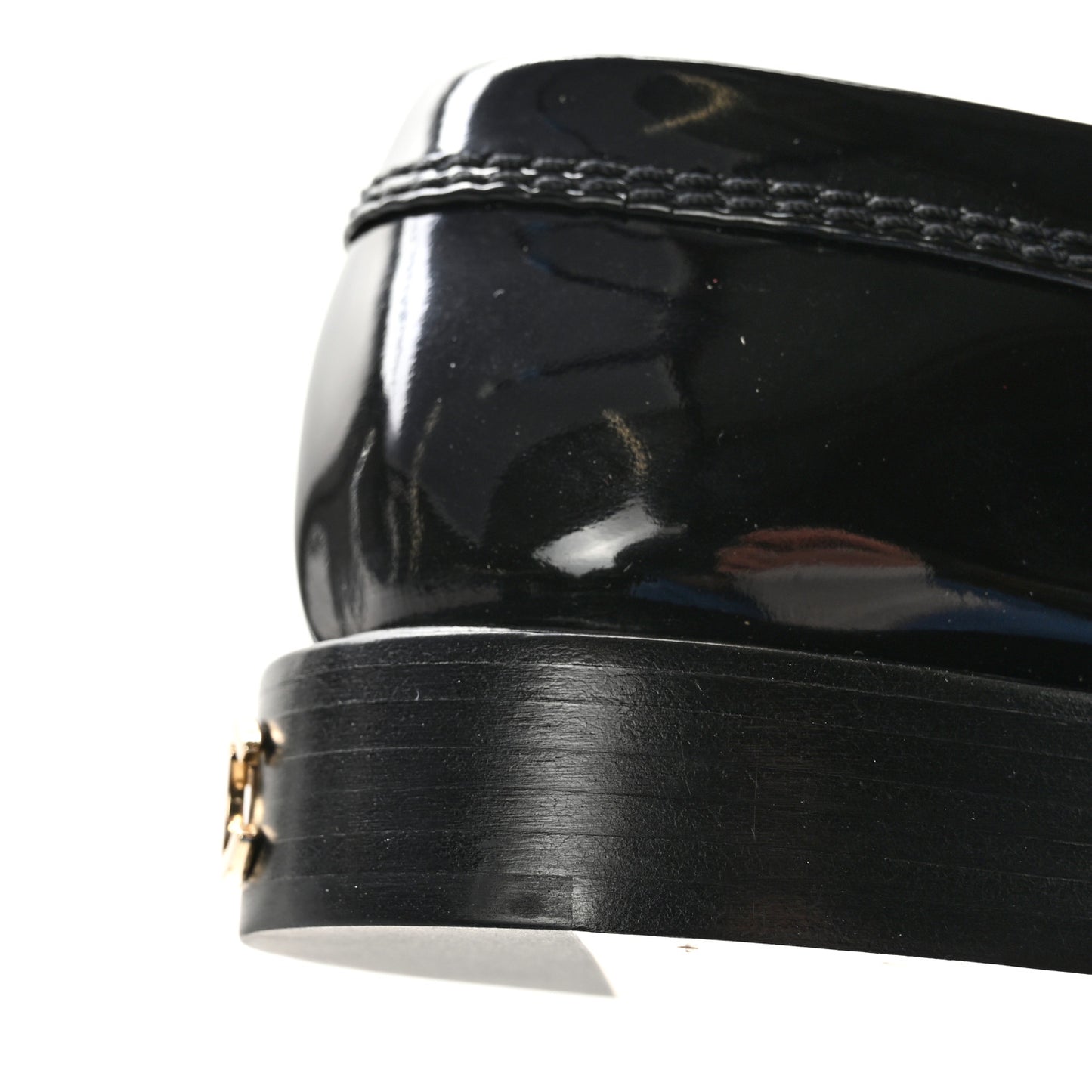 Shiny Calfskin Logo Loafers 36 Black