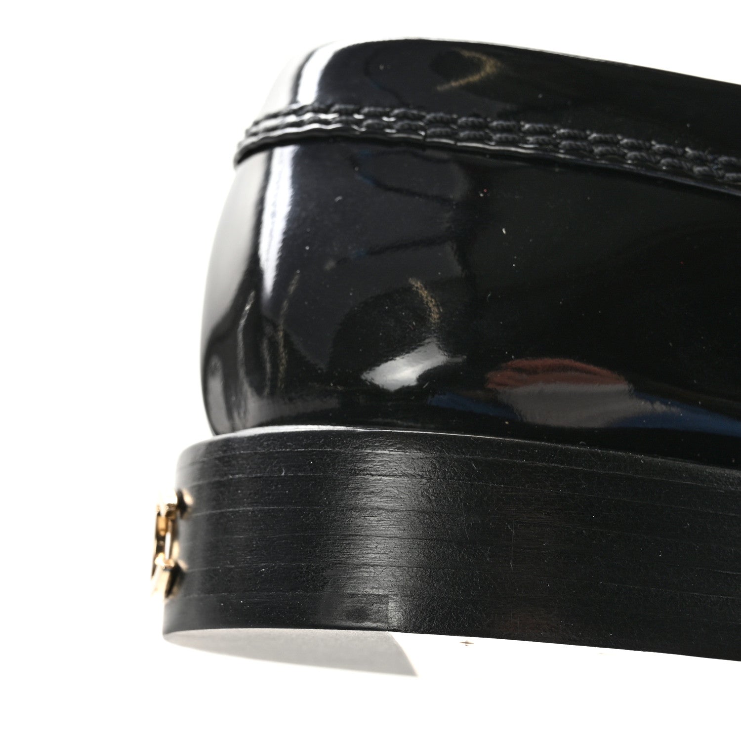 Chanel Shiny Calfskin Logo Loafers 36 Black 9 of 10