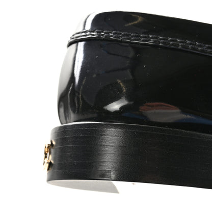 Chanel Shiny Calfskin Logo Loafers 36 Black 9 of 10