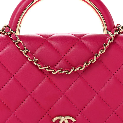 Chanel Lambskin Quilted Top Handle Wallet On Chain WOC Pink 8 of 14