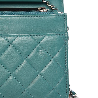 Chanel Lambskin Quilted Boy Wallet On Chain WOC Turquoise 10 of 13