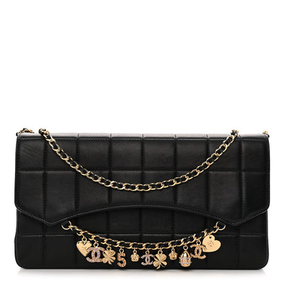 Chanel Lambskin Quilted Crystal Chocolate Bar Charm Flap Black 1 of 15
