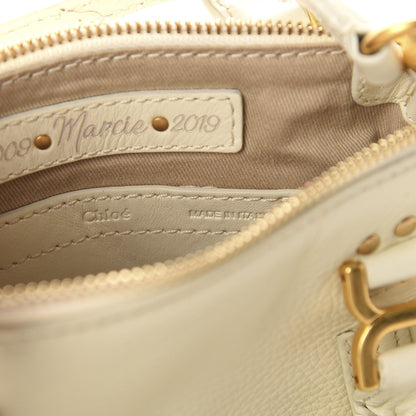 Chloe Shiny Small Grain Calfskin Mini Marcie Multi Fringe Satchel Natural White 9 of 11