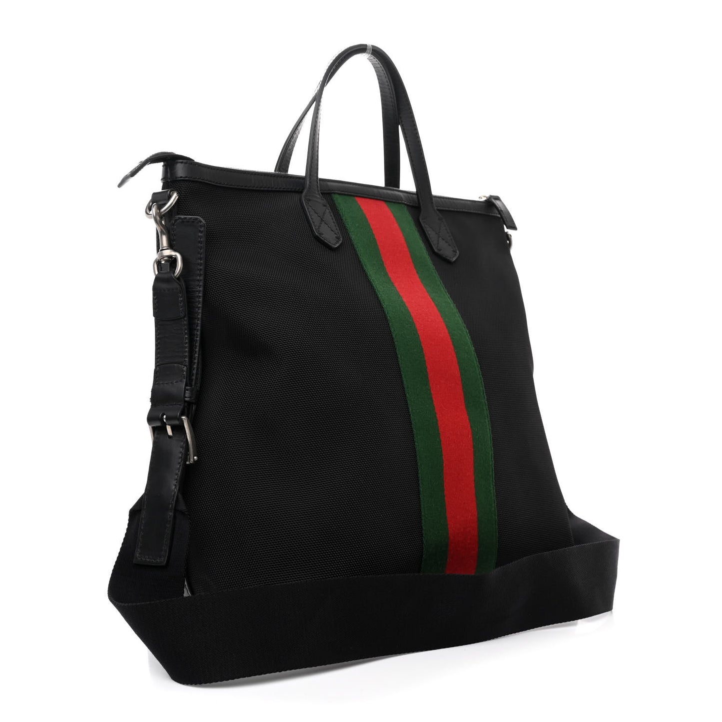 Techno Canvas Web Vertical Tote Black