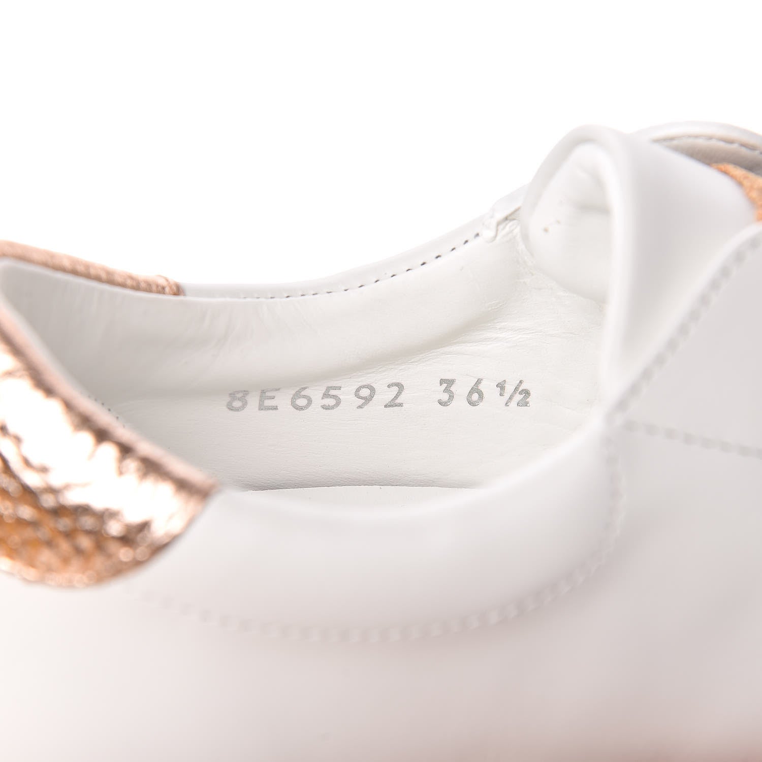 Fendi Vitello Lurex Rockoclick Slip On Sneakers 36.5 White Soap Rose Gold 6 of 10