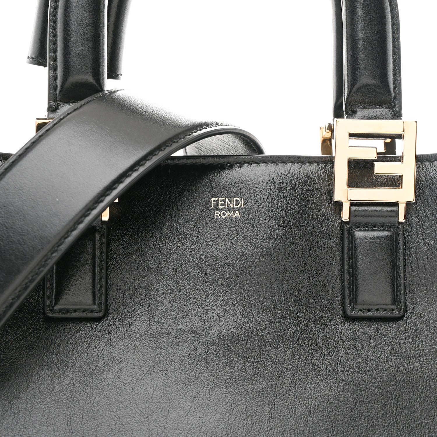 Fendi Vitello Glacier Small FF Tote Black 8 of 10