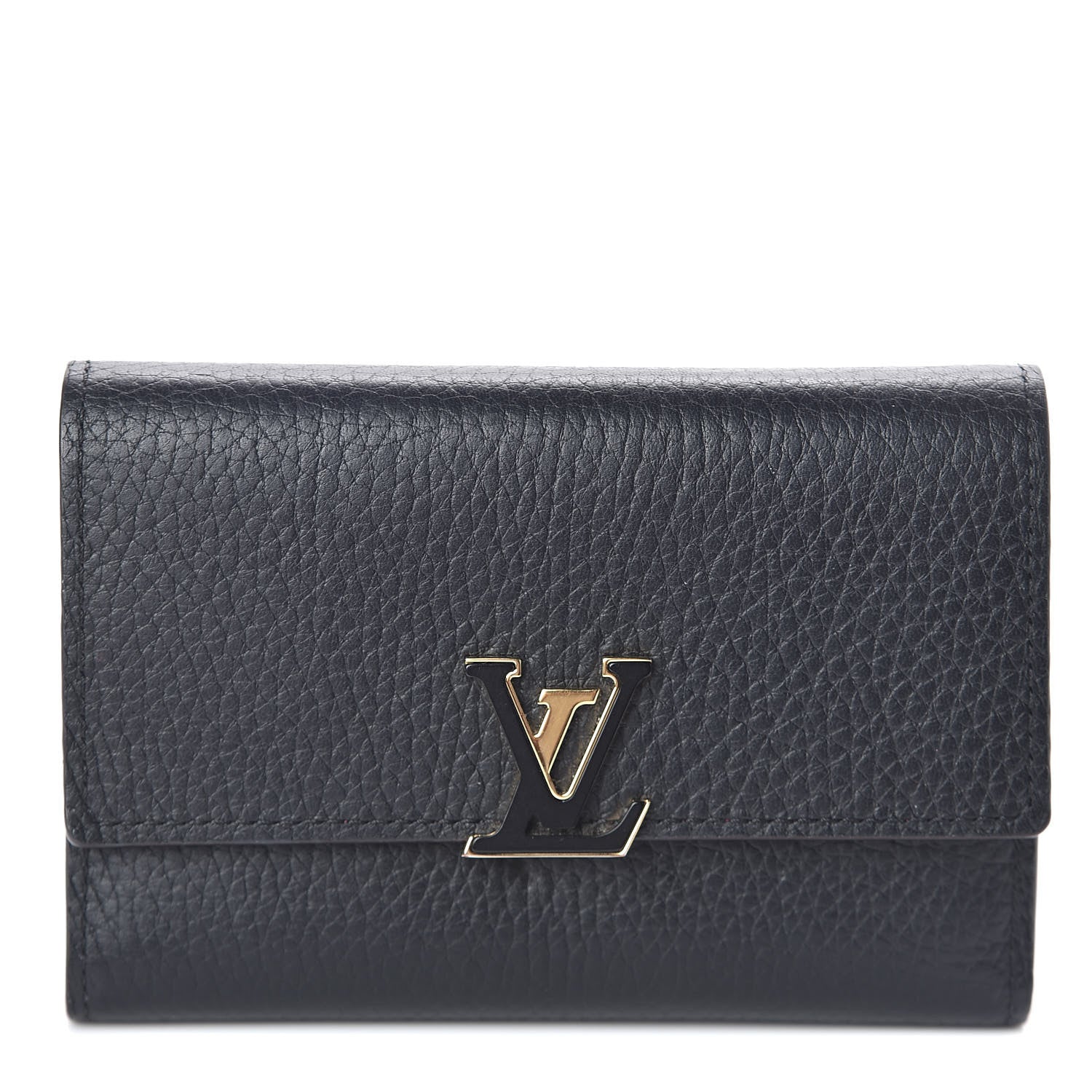 Louis Vuitton Taurillon Capucines Compact Wallet Black 1 of 7