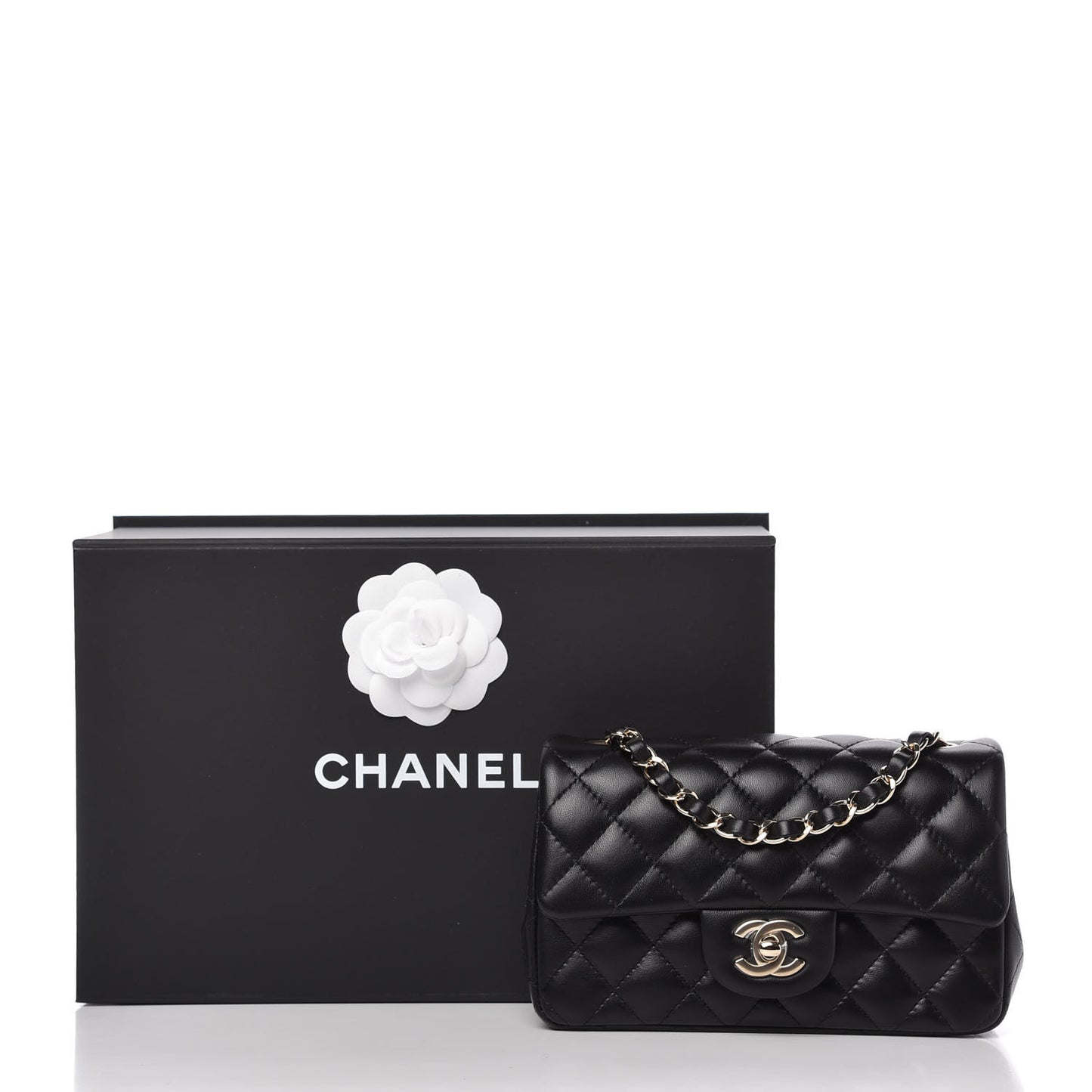 Lambskin Quilted Mini Rectangular Flap Black