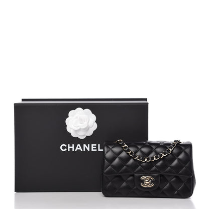 Chanel Lambskin Quilted Mini Rectangular Flap Black 10 of 10