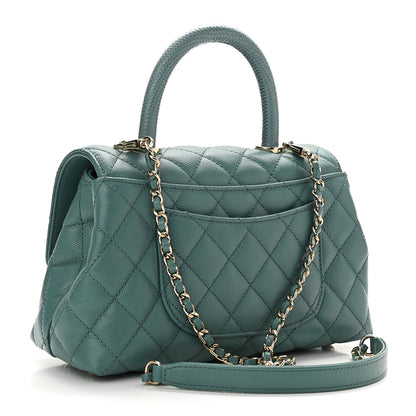 Chanel Caviar Quilted Lizard Embossed Mini Coco Handle Flap Green 3 of 11