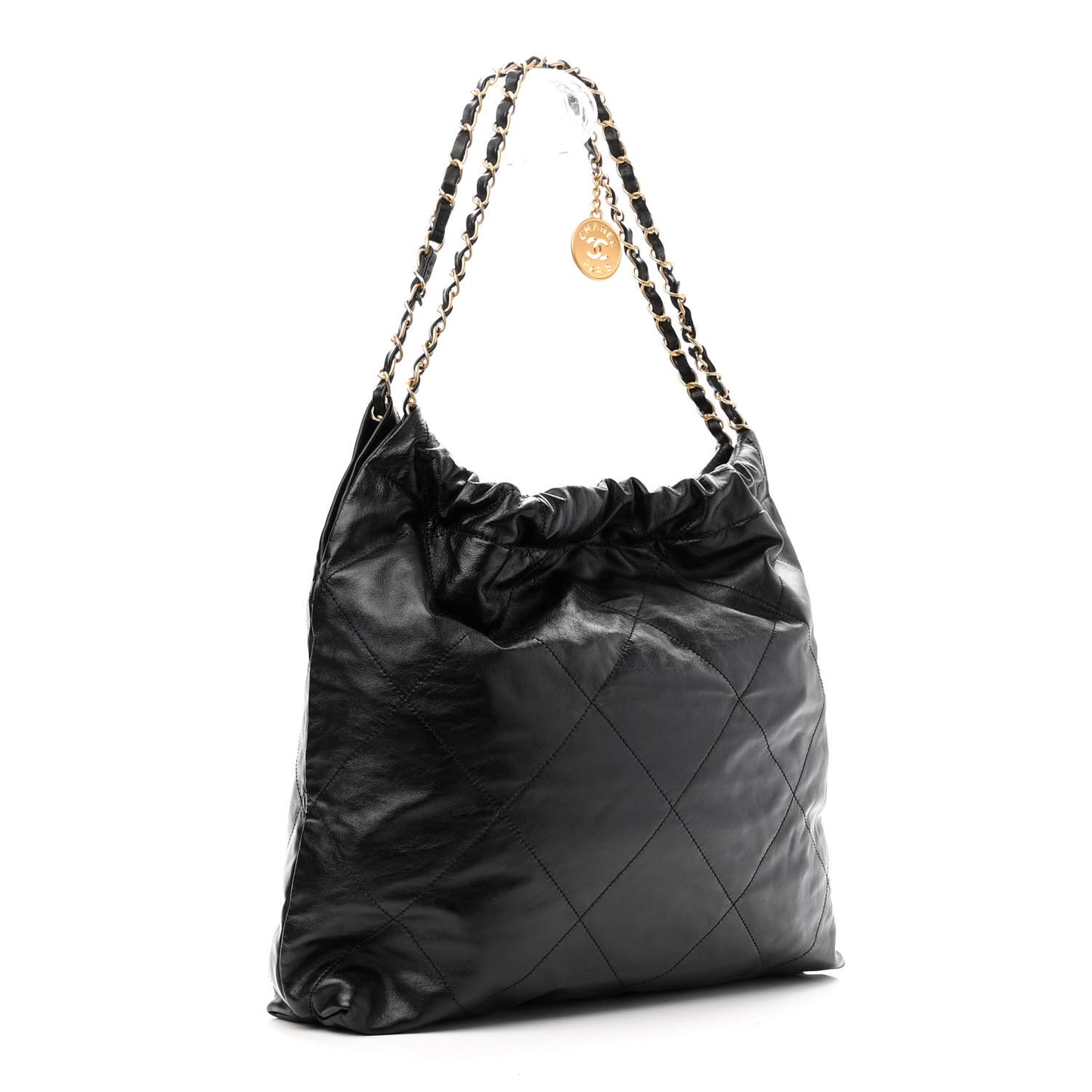 Shiny Calfskin Quilted Chanel 22 Black