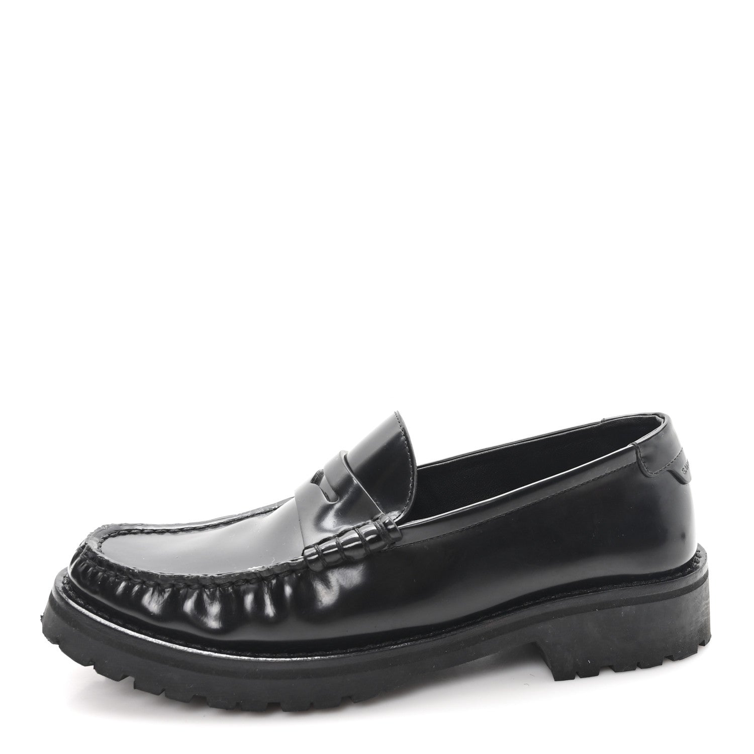 Saint Laurent Glazed Calfskin Le Loafer 15 Penny Slippers 36.5 Black 1 of 10