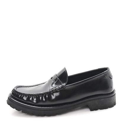 Saint Laurent Glazed Calfskin Le Loafer 15 Penny Slippers 36.5 Black 1 of 10