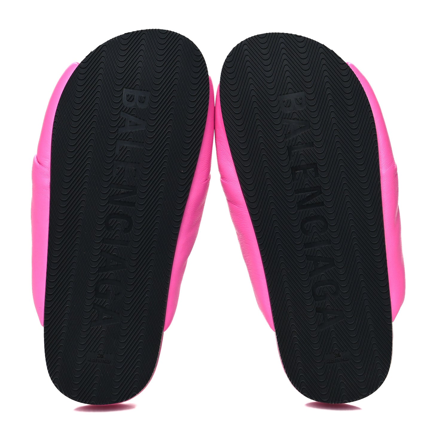 Smooth Nappa Logo Puffy Slide Sandals 36 Fluo Pink White