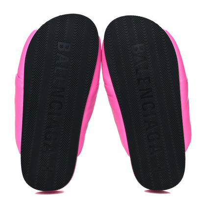 Balenciaga Smooth Nappa Logo Puffy Slide Sandals 36 Fluo Pink White 6 of 9
