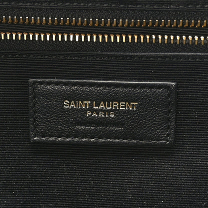 Saint Laurent Grain De Poudre Textured Mixed Matelasse Large Triquilt Monogram Satchel Black 6 of 8