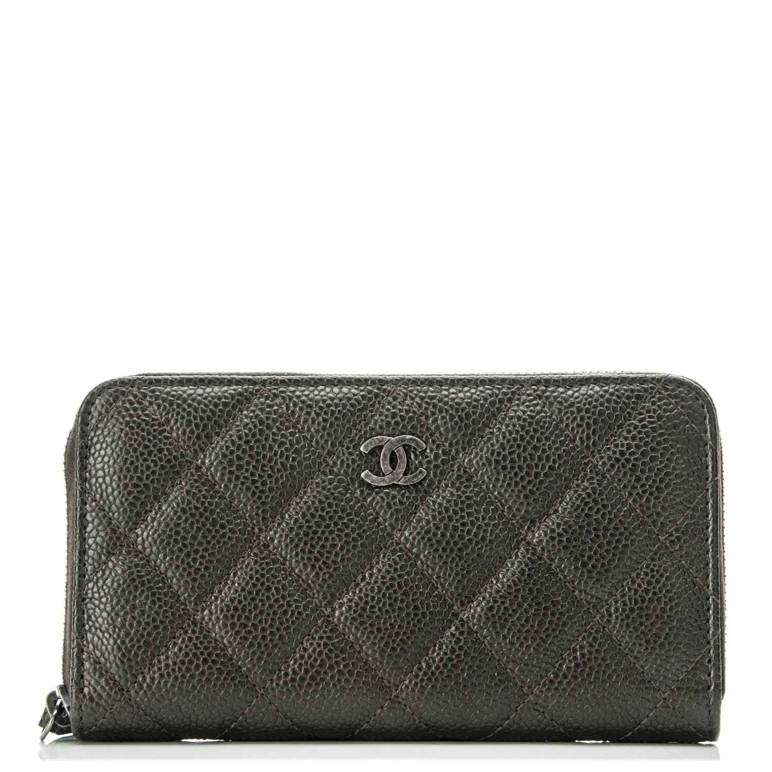 Chanel Metallic Caviar Quilted Small Zip Around Wallet Bronze 1 of 8
