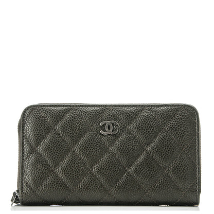 Chanel Metallic Caviar Quilted Small Zip Around Wallet Bronze 1 of 8