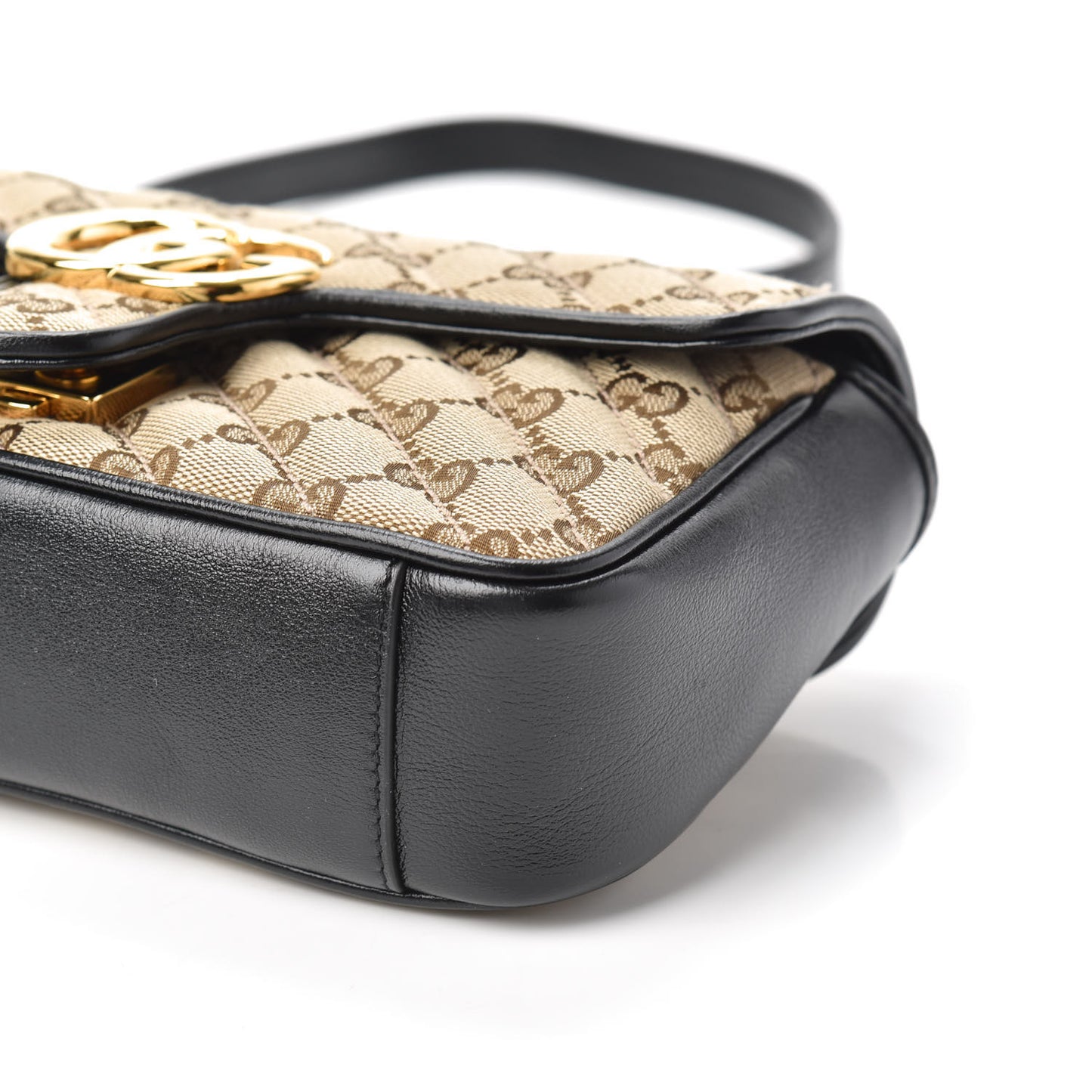 Monogram Matelasse Diagonal Mini GG Marmont Shoulder Bag Beige Black