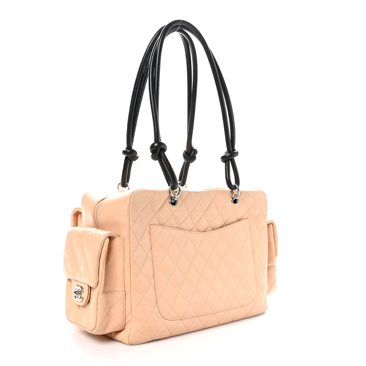 Chanel Calfskin Quilted Large Cambon Multipocket Reporter Beige Black 3 of 13