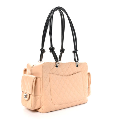 Chanel Calfskin Quilted Large Cambon Multipocket Reporter Beige Black 3 of 13