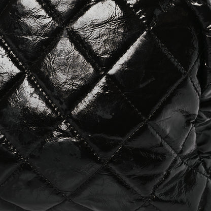 Chanel Shiny Crumpled Calfskin Quilted Large Bowling Bag Black 12 of 12