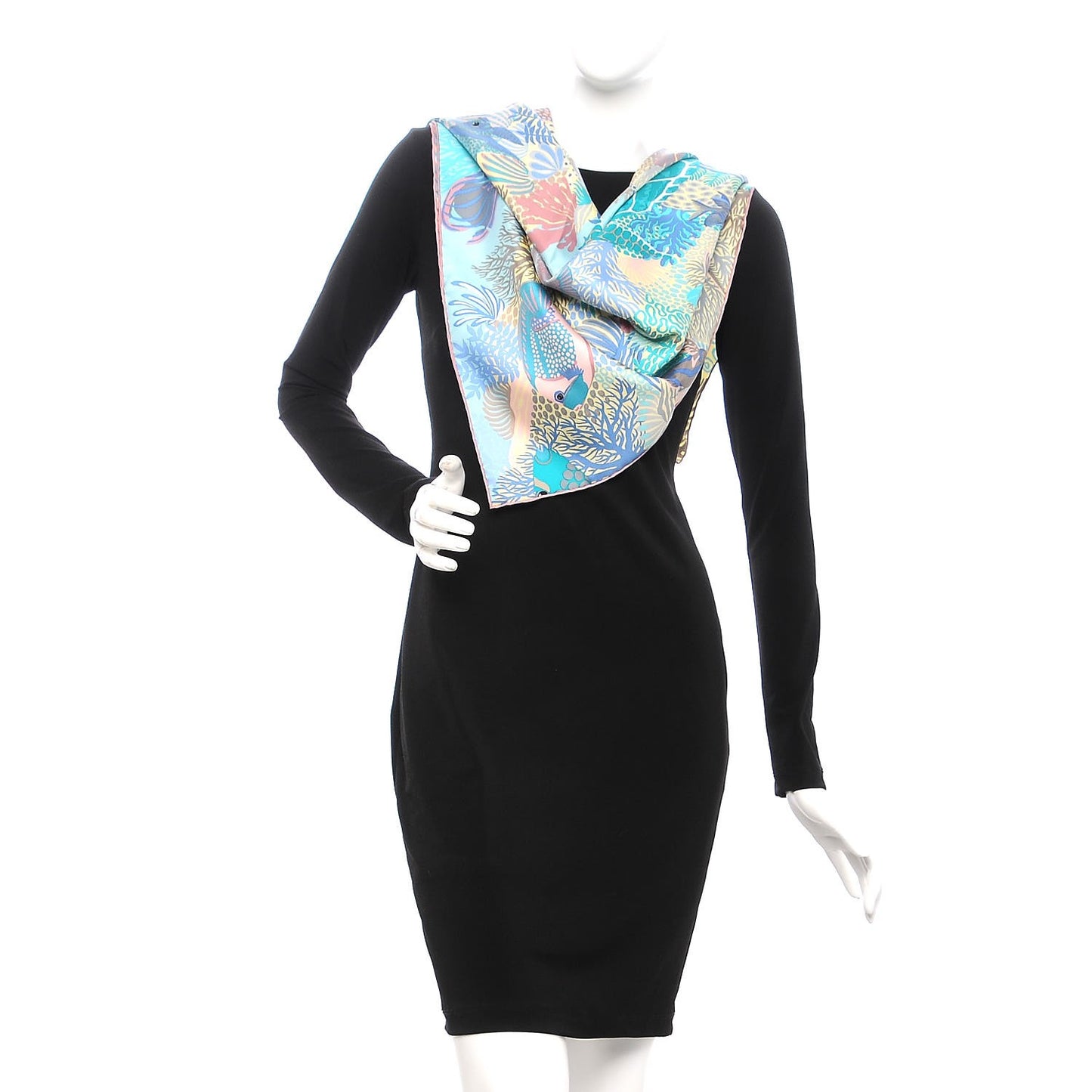 Silk Under The Waves Scarf 90 Aqua Rose Pale Turquoise
