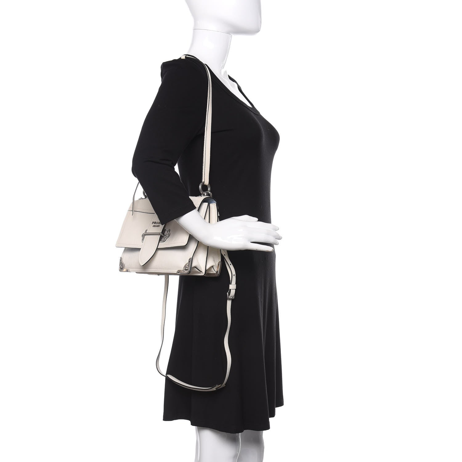 Prada Glace Calfskin Large Soft Cahier Bag White 3 of 10