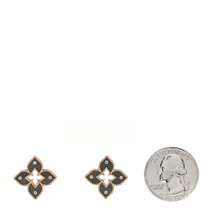 Roberto Coin 18K Rose Gold Titanium Diamond Venetian Princess Petite Flower Stud Earrings 2 of 4