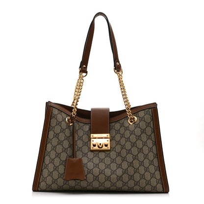 Gucci GG Supreme Monogram Medium Padlock Tote Beige Cuir 1 of 11