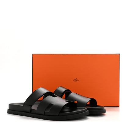 Hermes Calfskin Mens Chypre Sandals 44 Black 21 of 22