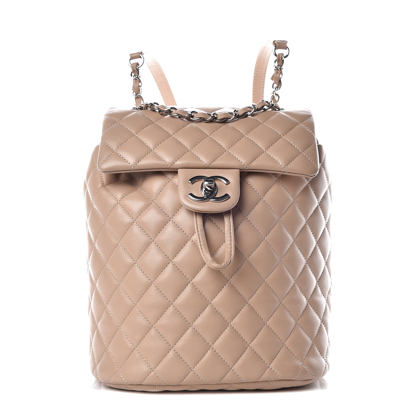Lambskin Quilted Small Urban Spirit Backpack Beige