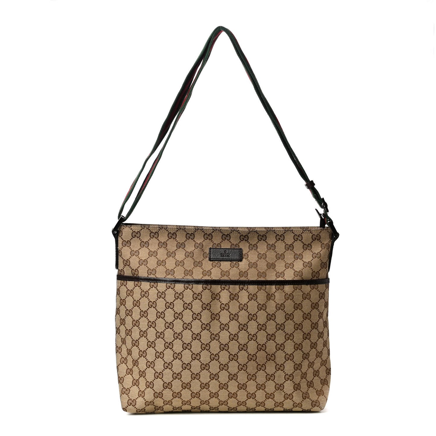 Monogram Web Medium Flat Messenger Bag Brown