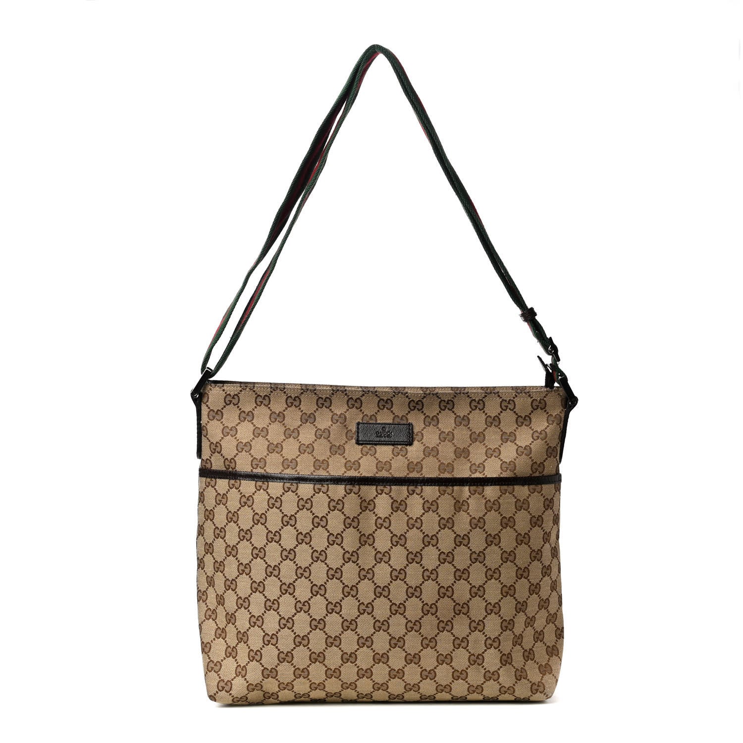 Gucci Monogram Web Medium Flat Messenger Bag Brown 1 of 4
