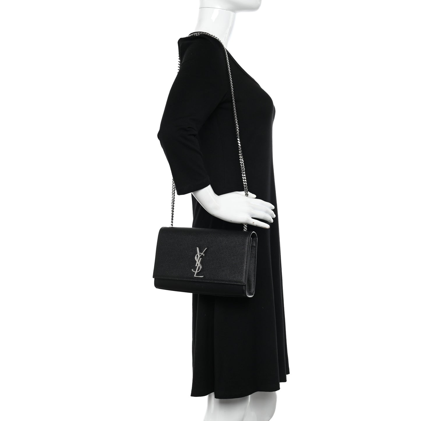 Grain De Poudre Medium Classic Monogram Kate Satchel Black