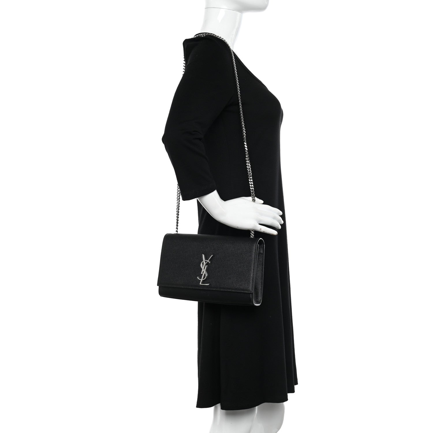 Saint Laurent Grain De Poudre Medium Classic Monogram Kate Satchel Black 2 of 12